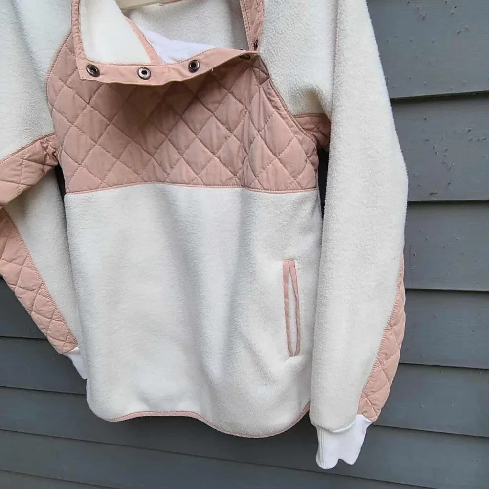 Abercrombie White Nude Pull over Fleece size Medium